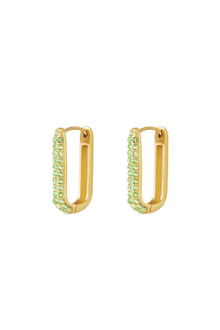 Earrings Shimmer Spark	Large Green & Gold Stainless Steel 