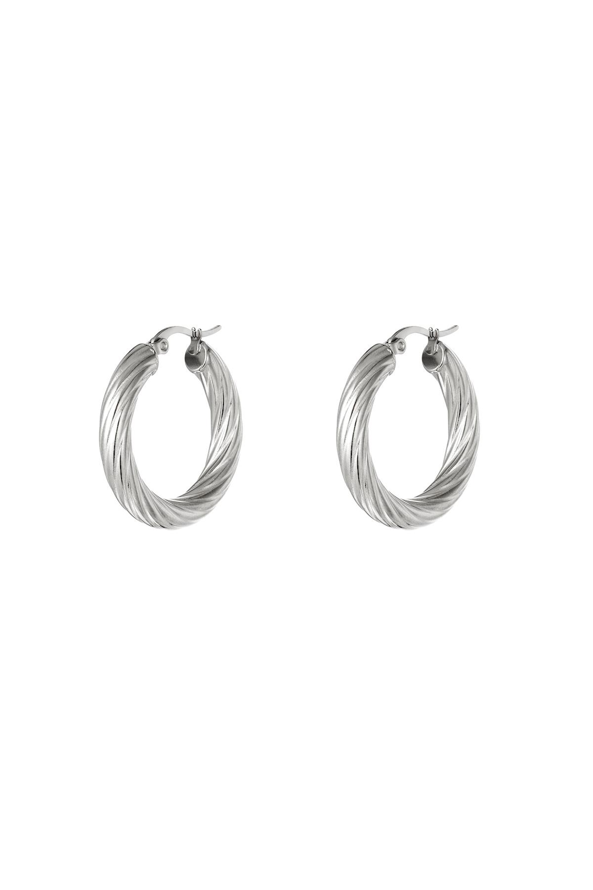 Stainless steel twisted hoop earrings Silver
