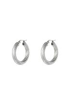 Silver / Stainless steel twisted hoop earrings Silver Picture2