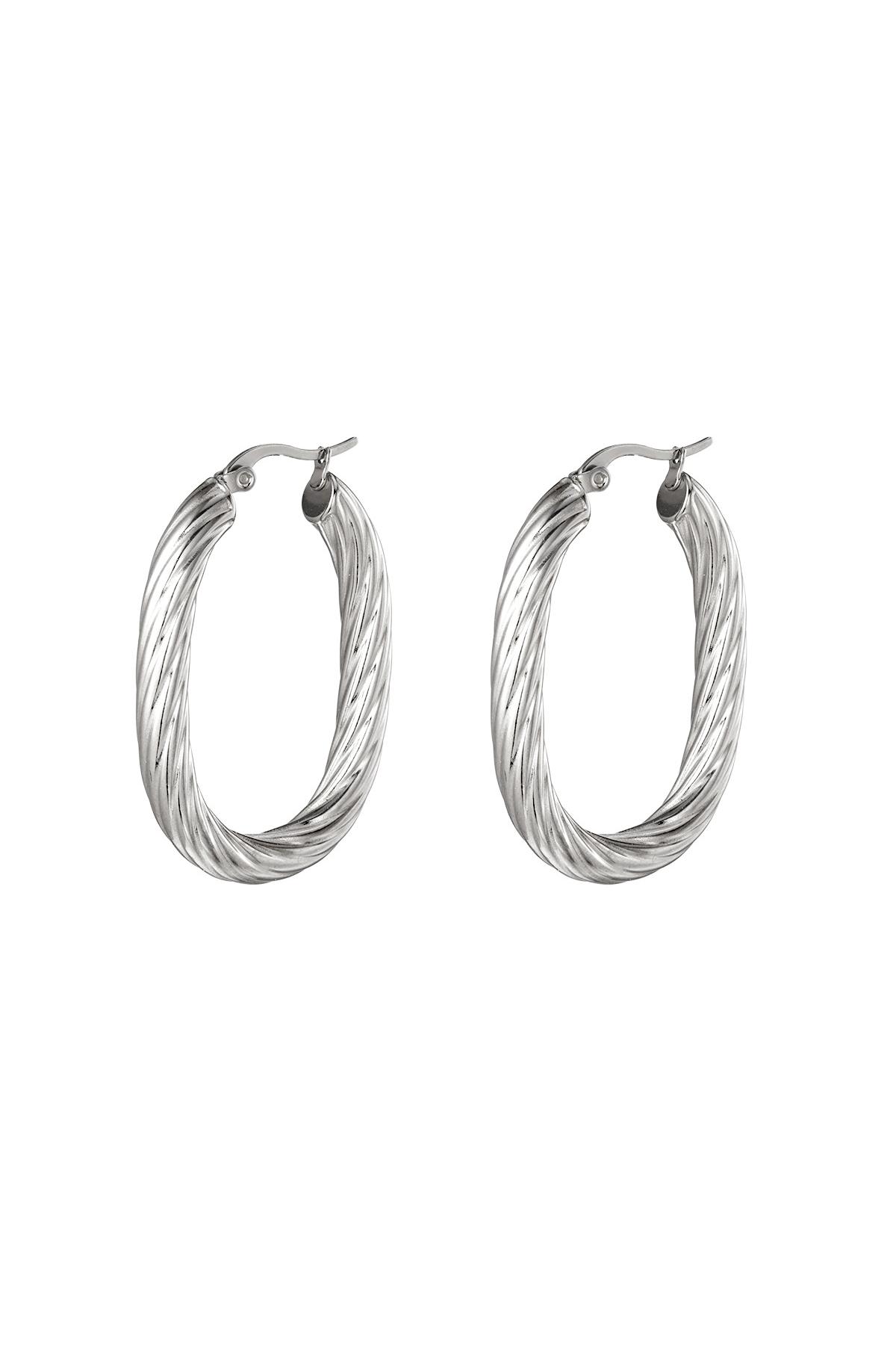 Twisted Oval Stainless Steel Earring Silver
