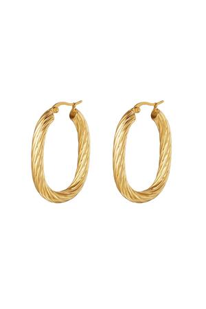 Twisted Oval Stainless Steel Earring Gold h5 