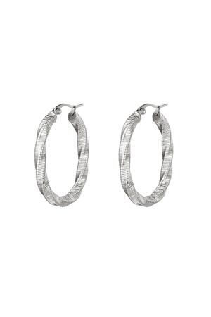 Earrings twisted oval hoops Silver Stainless Steel h5 