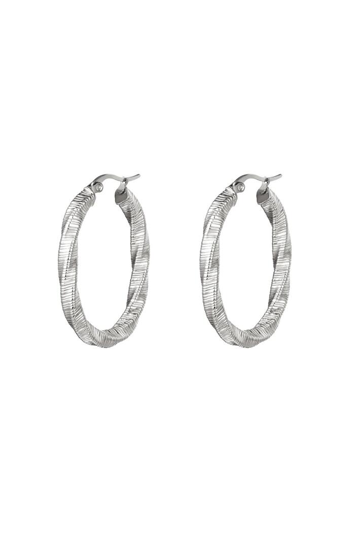 Earrings twisted oval hoops Silver Stainless Steel 