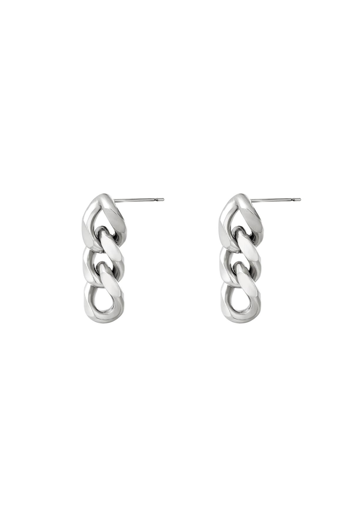 Silver / Earrings triple chain Silver Stainless Steel Picture2
