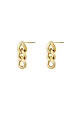 Gold / Earrings triple chain Gold Stainless Steel 