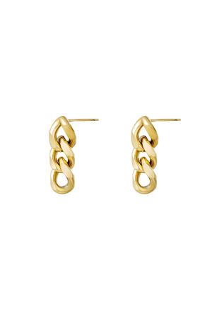Earrings triple chain Gold Stainless Steel h5 