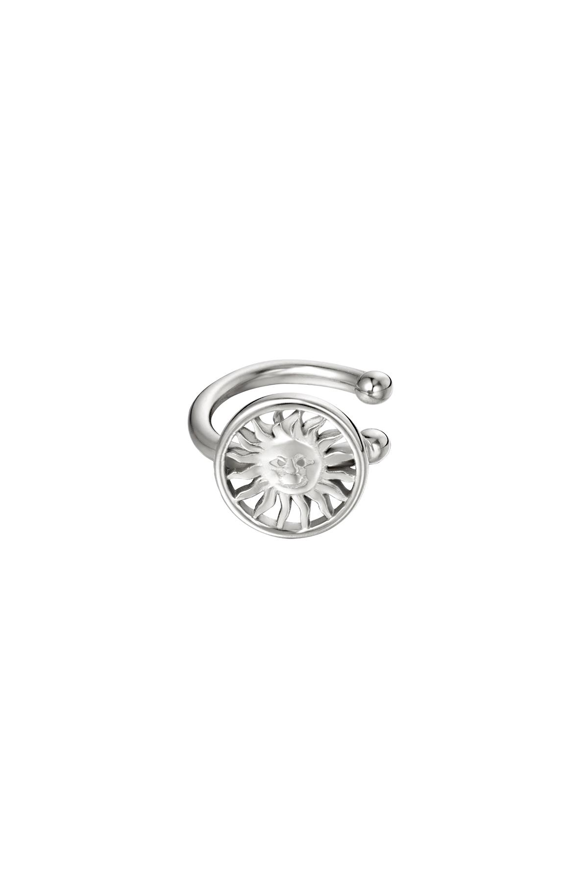 Earcuff sunny face in circle Silver Stainless Steel