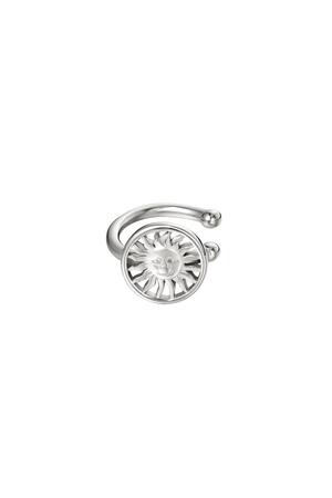 Earcuff sunny face in circle Silver Stainless Steel h5 