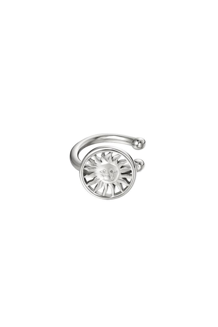 Earcuff sunny face in circle Silver Stainless Steel 