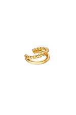 Gold / Double earcuff rope & smooth Gold Stainless Steel Picture2