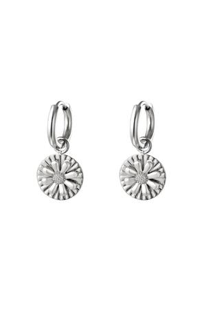 Earring with daisy charm Silver Stainless Steel h5 