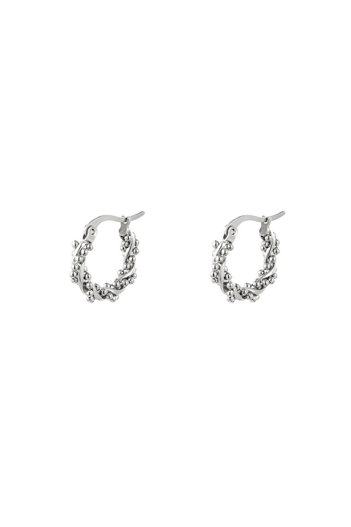 Hoop Earrings Multiple Twisted Pearls Small Silver Stainless Steel