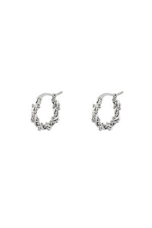 Hoop Earrings Multiple Twisted Pearls Small Silver Stainless Steel h5 