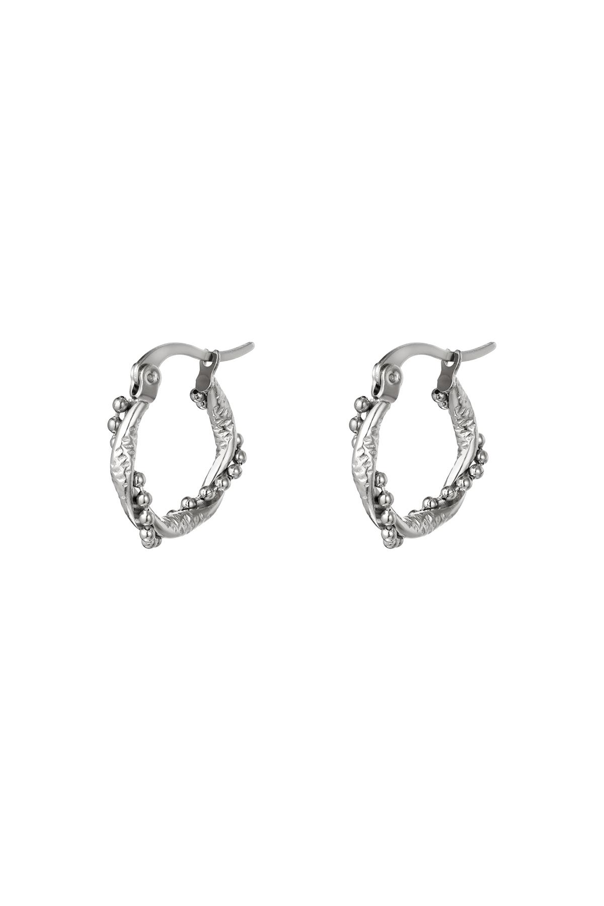 Hoop earrings with twisted pearls small Silver Stainless Steel