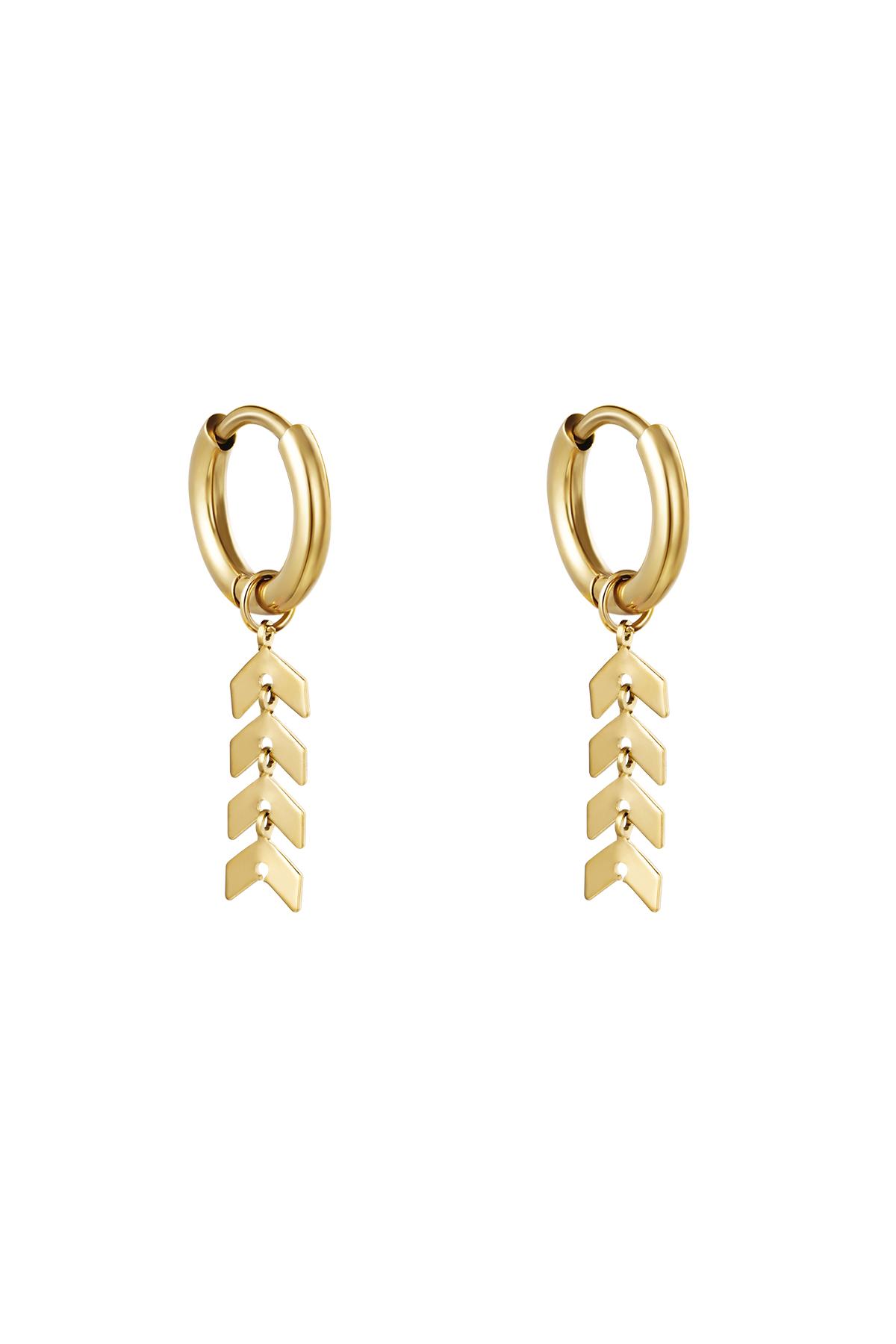 Earrings Fishbone Gold Stainless Steel