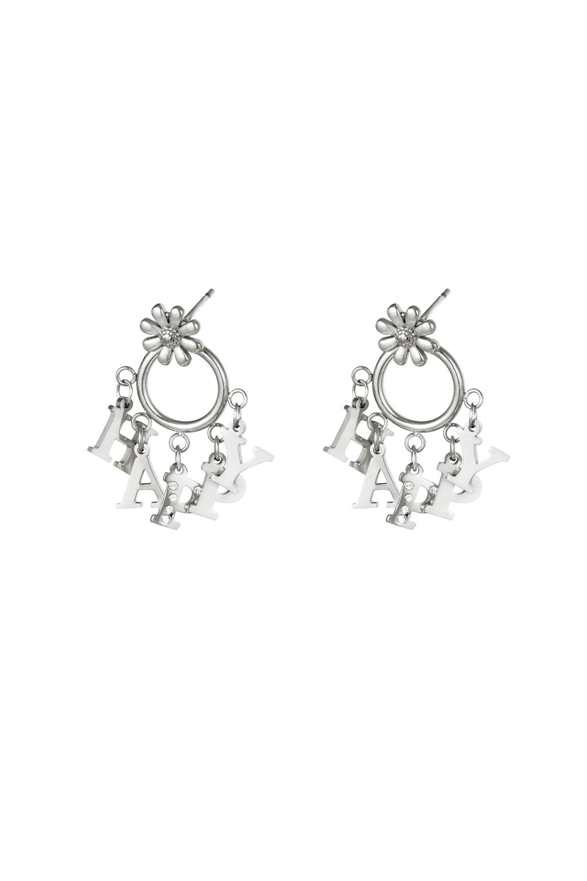 Stainless steel earring Happy Silver color