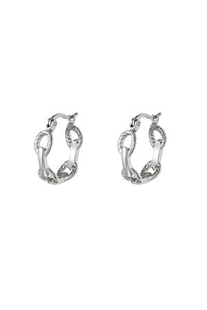 Chain hoop earrings Silver Stainless Steel h5 
