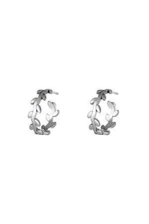 Stainless steel earrings laurel wreath hoops Silver h5 