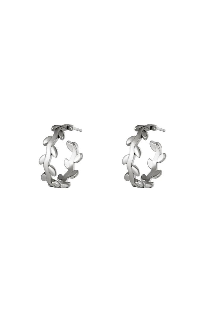 Stainless steel earrings laurel wreath hoops Silver 