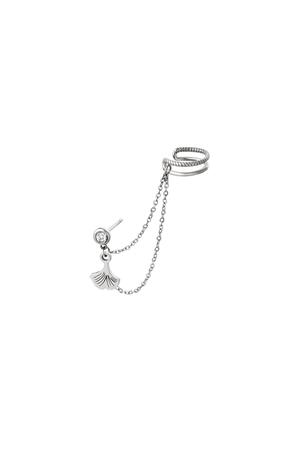 Stainless steel ear cuff with chain and charm Silver h5 