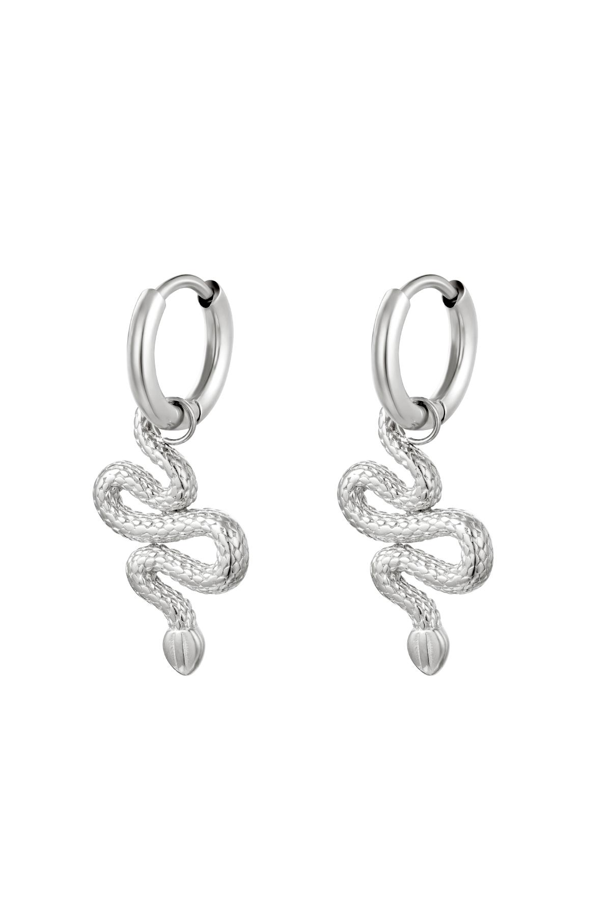 Silver / Earrings Shiny Serpent Silver Stainless Steel Immagine2