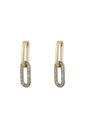 Copper linked earrings with zircon stones - Small Blue h5 