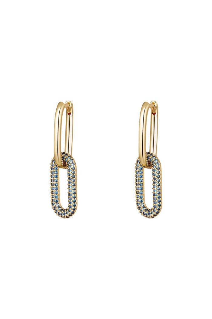 Copper linked earrings with zircon stones - Small Blue 