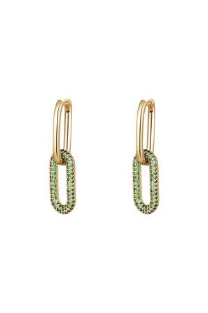 Copper linked earrings with zircon stones - Small Green h5 