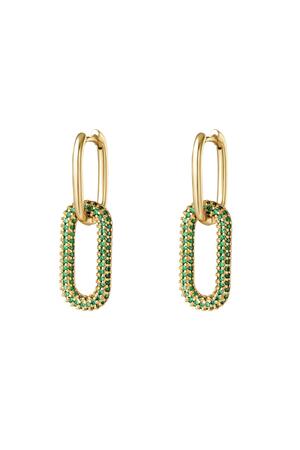 Copper linked earrings with zircon stones - Large Gold Plated h5 