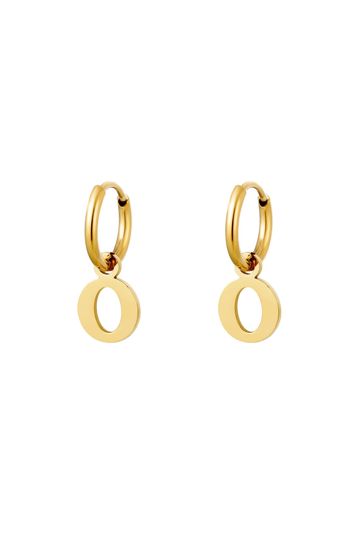 Earrings Stainless Steel Gold Initial O