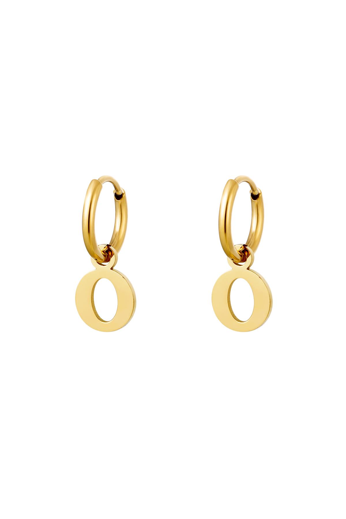 Earrings Stainless Steel Gold Color Initial O h5 