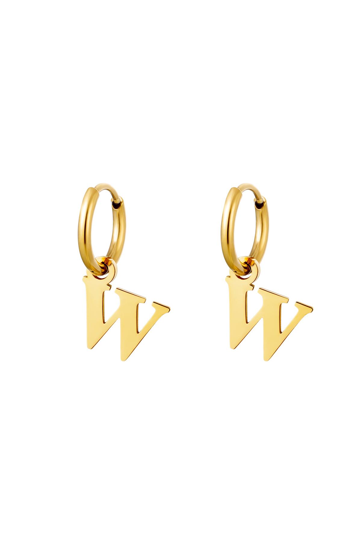 Earrings Stainless Steel Gold Initial W