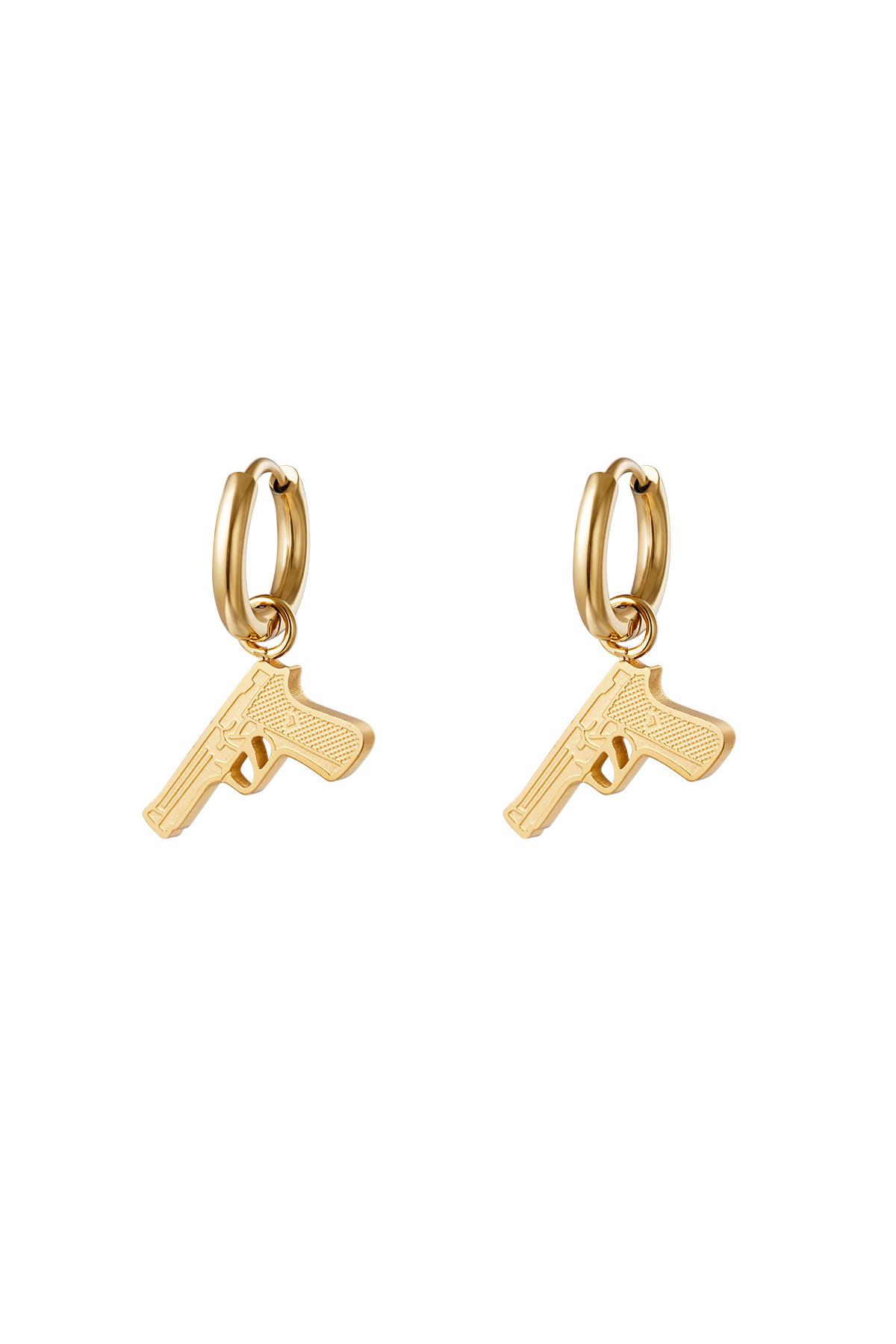 Stainless steel earrings pistol Gold color 2