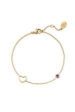 Purple / Birthstone bracelet February gold Purple Stainless Steel Picture2
