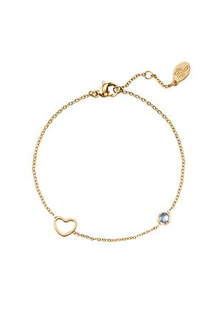 Birthstone bracelet March gold Light Blue Stainless Steel h5 