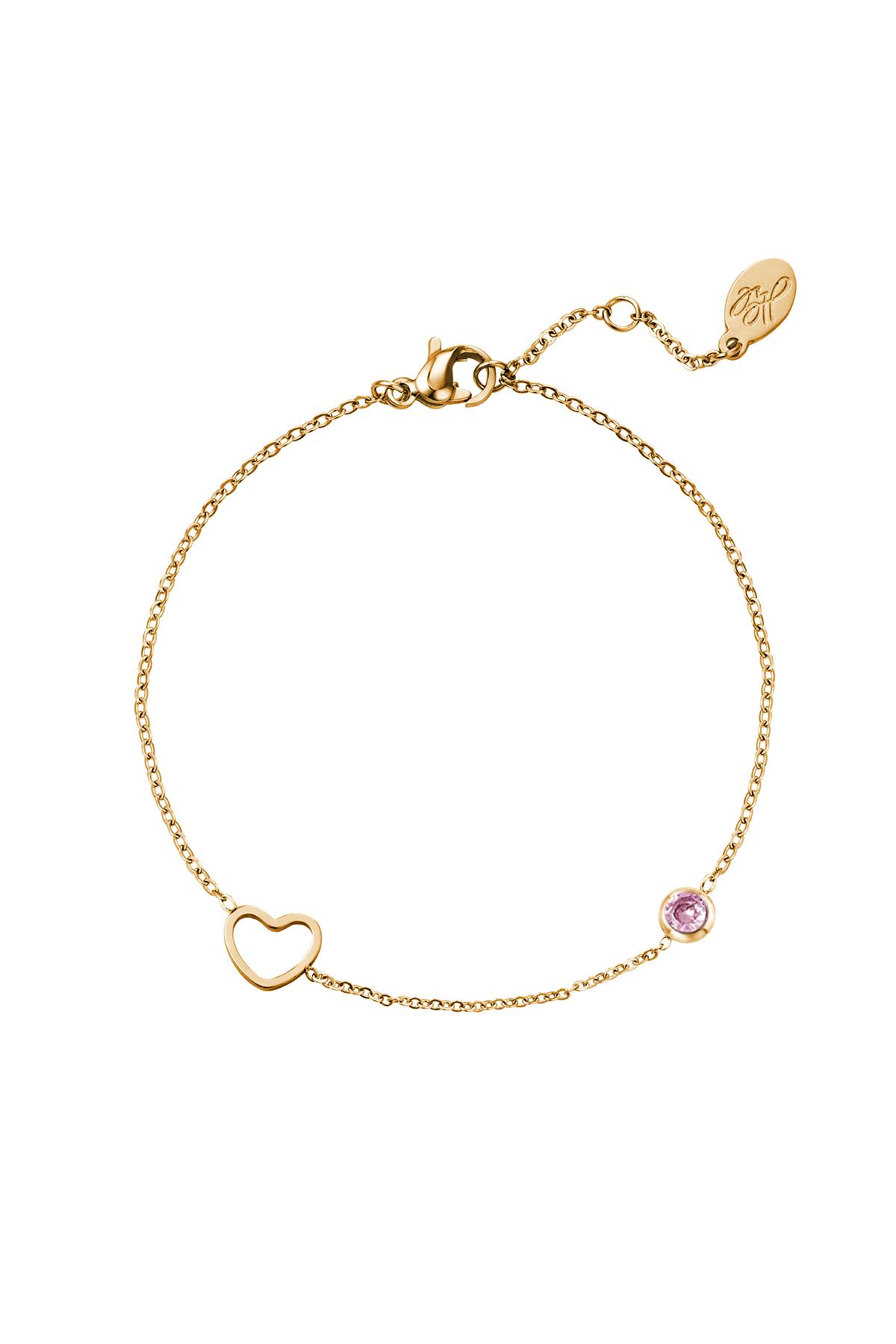 Pink / Birthstone bracelet October gold Pink Stainless Steel Picture10
