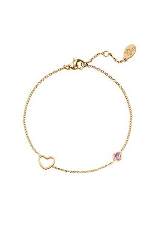 Birthstone bracelet October gold Pink Stainless Steel h5 