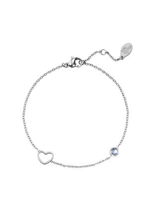 Birthstone bracelet March silver Light Blue Stainless Steel h5 