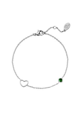 Birthstone bracelet May silver Green Stainless Steel h5 