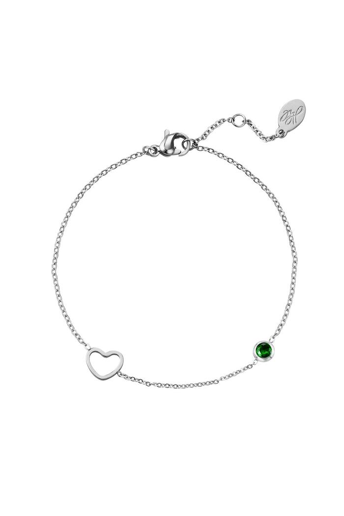Birthstone bracelet May silver Green Stainless Steel 