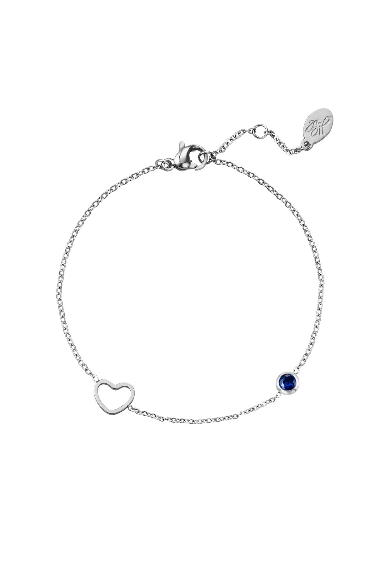 Birthstone bracelet September silver color Blue Stainless Steel 2