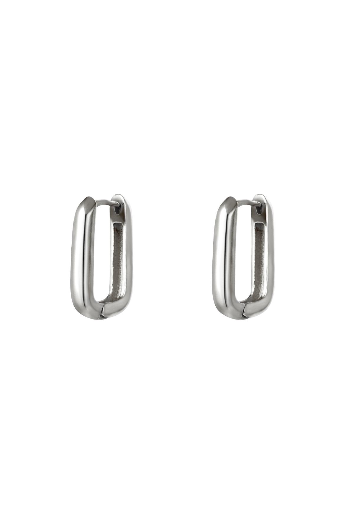 Earrings square small Silver Color Stainless Steel