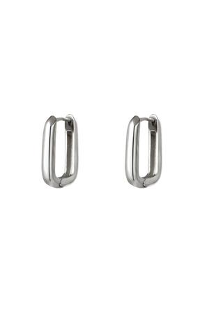 Earrings square small Silver Stainless Steel h5 