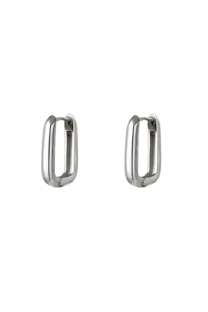 Earrings square small Silver Stainless Steel 