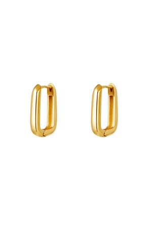 Earrings square small Gold Stainless Steel h5 