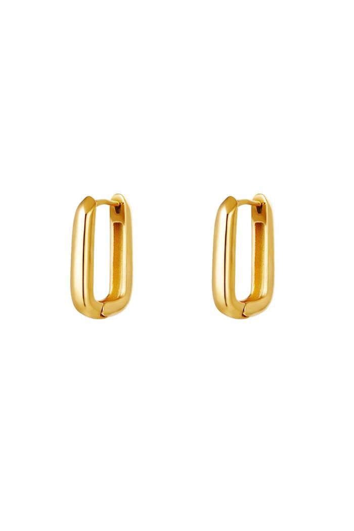 Earrings square small Gold Stainless Steel 