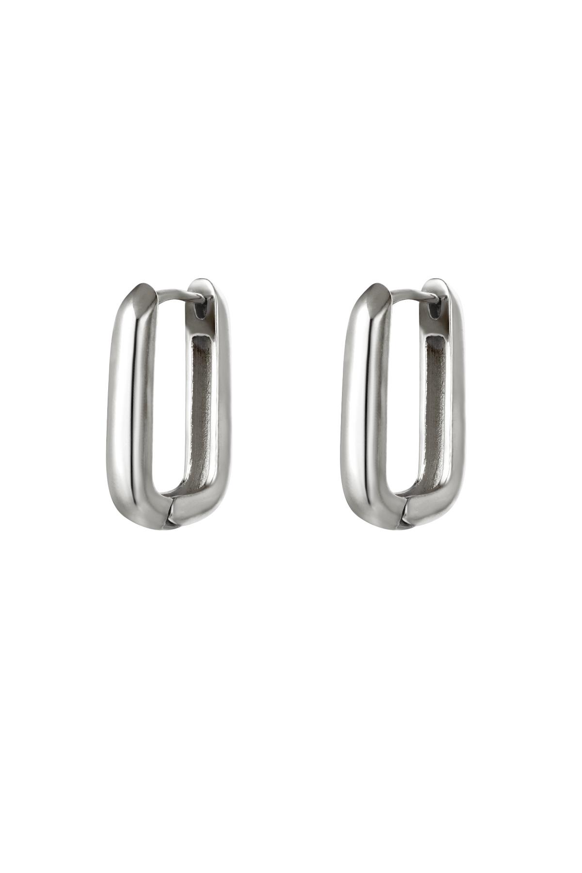 Earrings square large Silver Color Stainless Steel 2