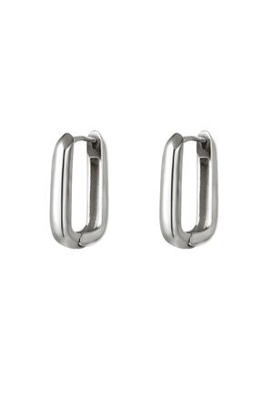 Earrings square large Silver Stainless Steel h5 