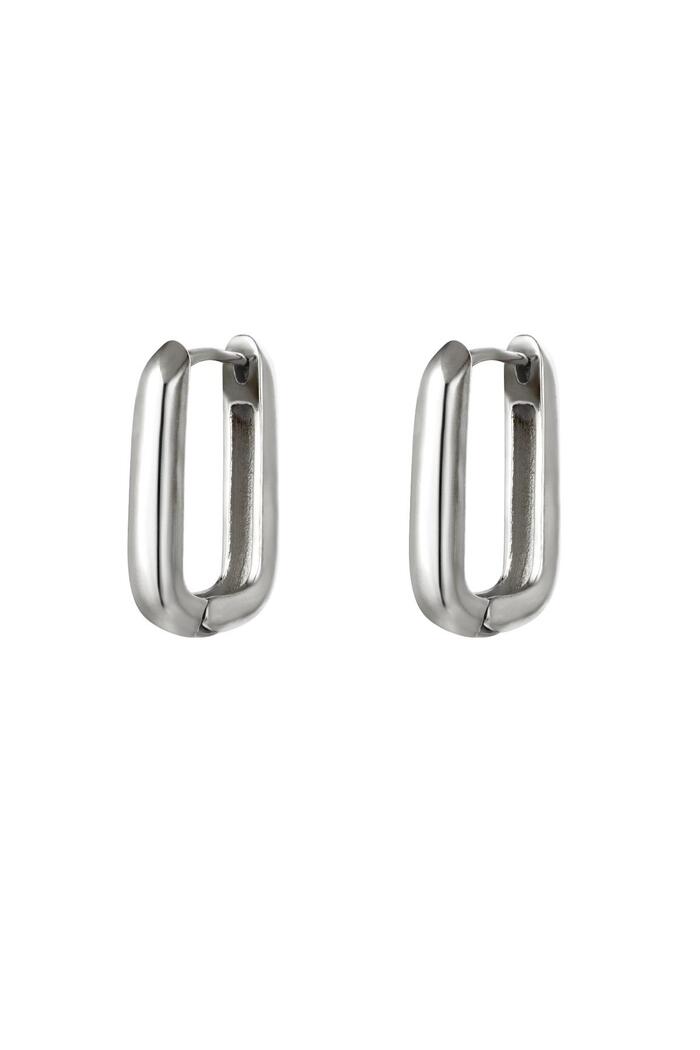 Earrings square large Silver Stainless Steel 