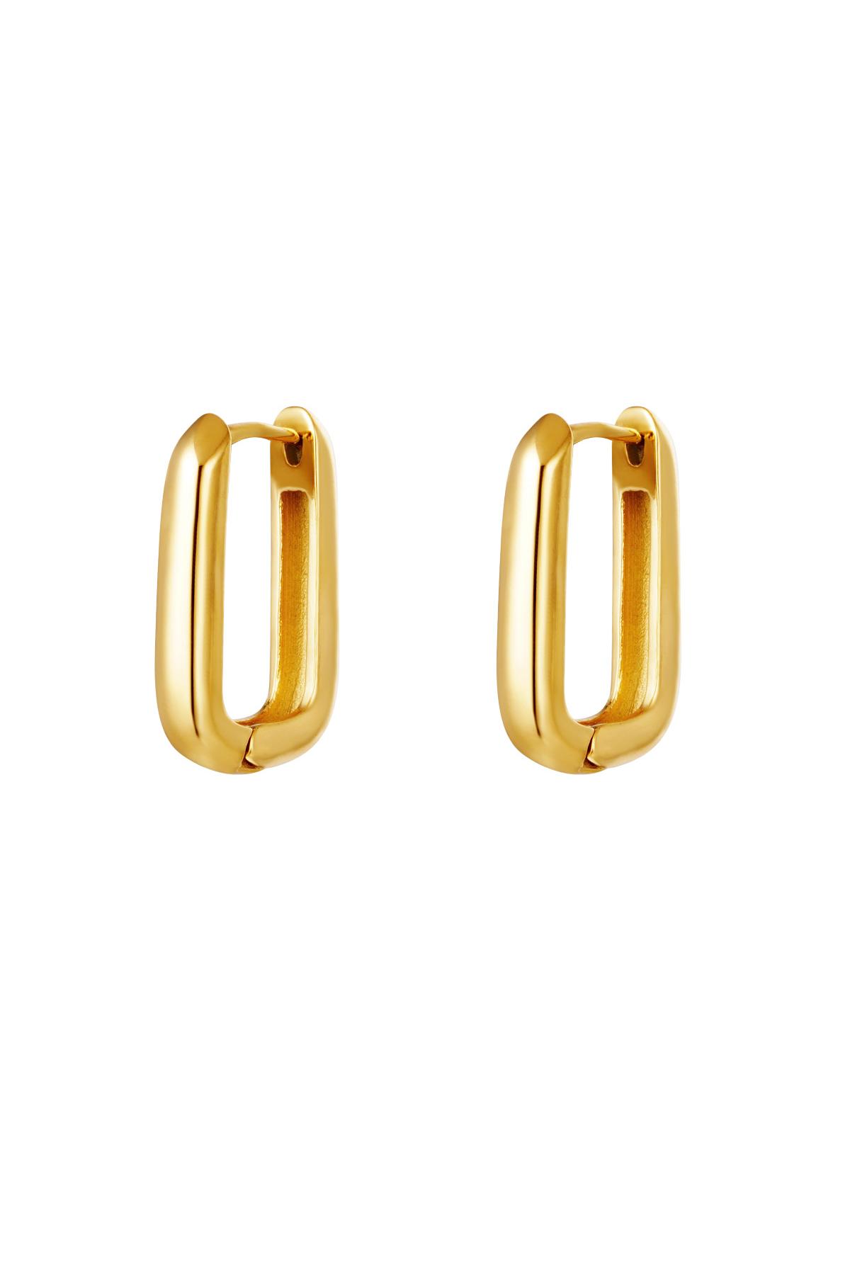Earrings square large Gold Stainless Steel 
